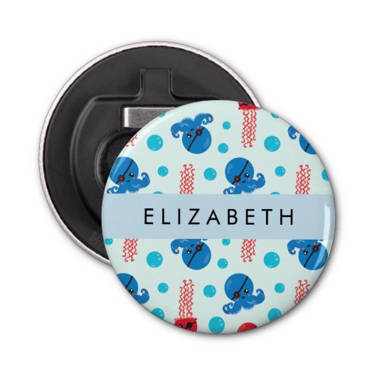 Décapsuleur Pirate Octopus, Pirate Jellfish, Mer, Votre Nom (Devant)