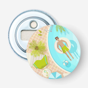 Décapsuleur Piscine mec sur la plage tropicale estivale vacanc