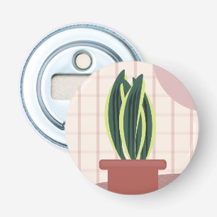 Décapsuleur Plantes serpent sur fond rose à carreaux