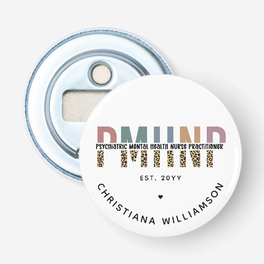 Décapsuleur PMHNP Empreinte de léopard Psychiatrie Santé menta (Devant)
