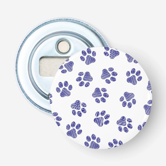 Décapsuleur Poches de Doodle, Paws de Chien, Paws Bleus de Mar (Devant)