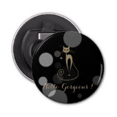 Décapsuleur Points Gris Sur Arrière - plan Noir, Chat, Bonjour (Devant)