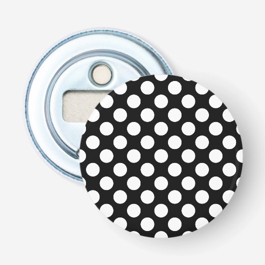 Décapsuleur Pois noirs et blancs, Motif Polka (Devant)