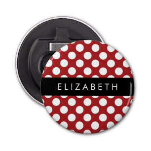 Décapsuleur Pois Rouges, Motif Polka Dot, Votre Nom