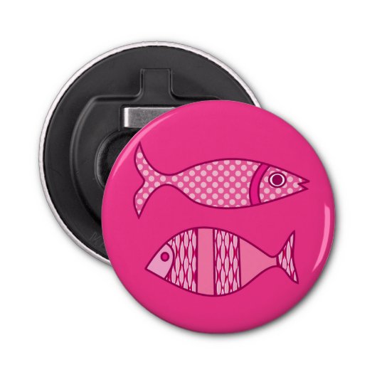 Décapsuleur Poisson Moderne Rétro, Fuchsia, Rose Clair, Rose P (Devant)