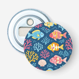 Décapsuleur Poissons et coraux bleu nautique