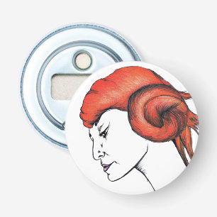 Décapsuleur Portrait de femme aux cheveux orange mandarine Pop