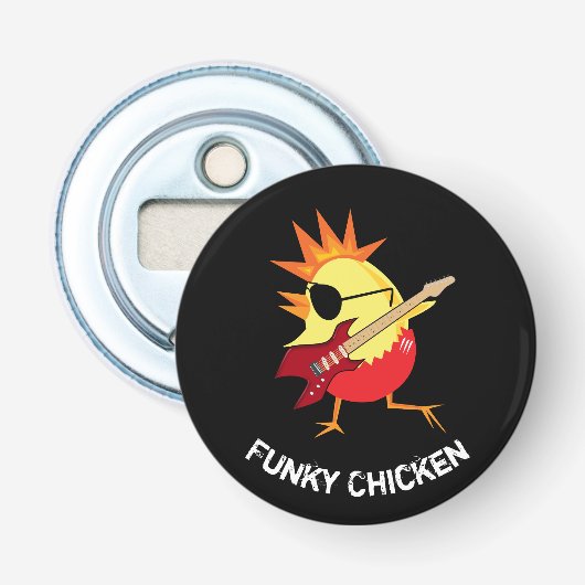 Décapsuleur Poulet funky drôle jouant de la guitare (Devant)