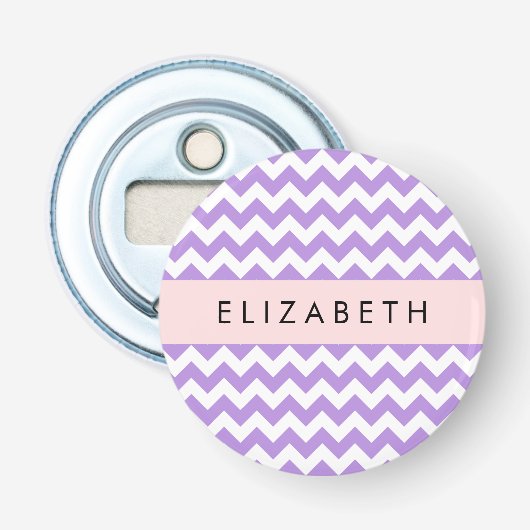Décapsuleur Purple Zigzag, Purple Chevron, Votre Nom (Devant)