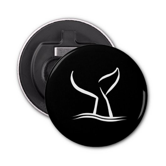 Décapsuleur Queue de baleine blanche en noir (Devant)