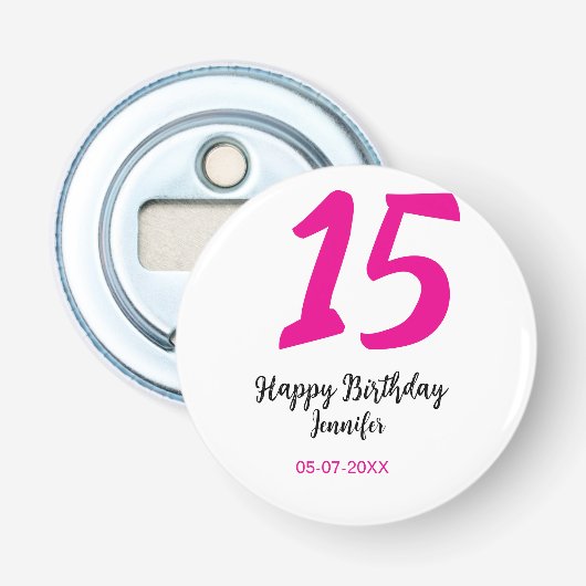 Décapsuleur quiencenera 15e anniversaire ajouter date année te (Devant)