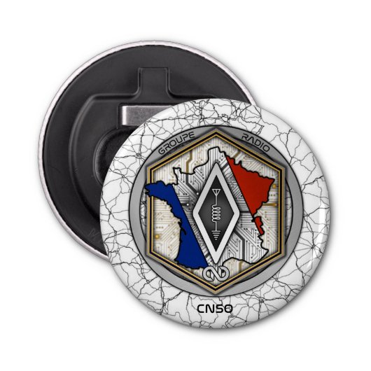 DECAPSULEUR RADIO 2025 BUTTON FLESOPENER (Voorkant)