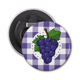 Décapsuleur Raisins sur Plaid violet blanc