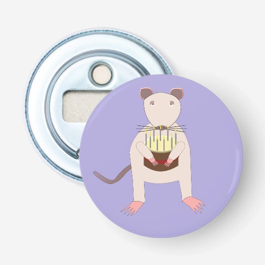 Décapsuleur Rat de Siamese avec gâteau d'anniversaire (Devant)
