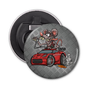 Décapsuleur Rat Fink C7 rouge Corvette de bande dessinée de