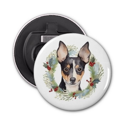 Décapsuleur Rat Terrier Fête de Noël Wreath Pup (Devant)