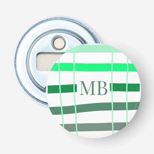 Décapsuleur rayures vertes monogramme épais ajouter nom titre  (Devant)