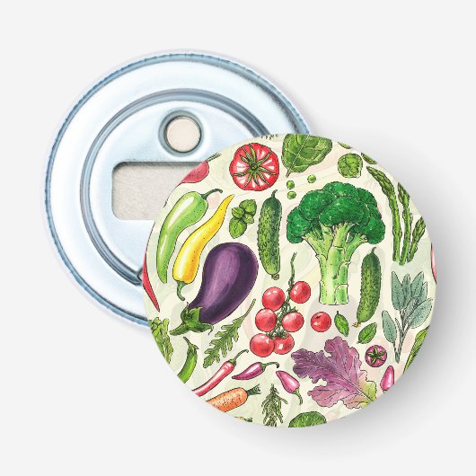 Décapsuleur Récolte de légumes et d'herbes sur le blanc (Devant)