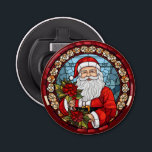 Décapsuleur Réfrigérateur Santa Claus Christmas Poinsettia<br><div class="desc">Aimant frigorifique du réfrigérateur du Père Noël</div>