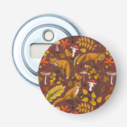 Décapsuleur Renards d'automne sur chocolat brun (Devant)