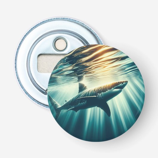 Décapsuleur Requin dans la mer bleue profonde & soleil (Devant)