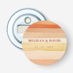 Décapsuleur Rétro Aquarelle Stripes Terracotta Orange Mariage