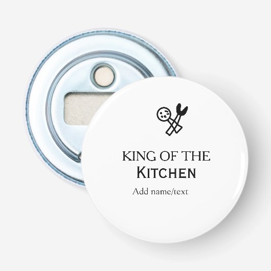 Décapsuleur Roi du chef de cuisine ajouter nom couronne ha (Devant)