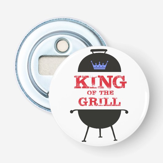 Décapsuleur Roi Du Grill, Rouge Couronne Bleue (Devant)