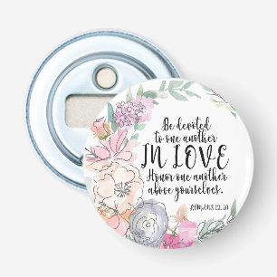 Décapsuleur Rond de verset biblique floral