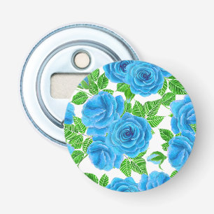 Décapsuleur Rose bleu aquarelle motif transparent
