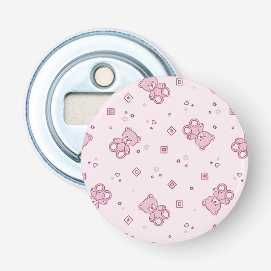 Décapsuleur Rose d'arrière - plan de nounours (Devant)