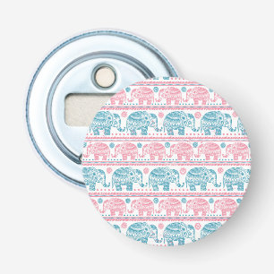 Décapsuleur Rose et motif ethnique turquoise d'éléphant