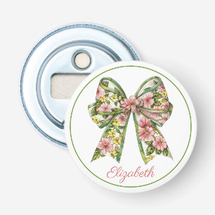 Décapsuleur Rose et Vert Floral Bow Personnalisé Prépa