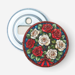 Décapsuleur Roses Rouges Et Blanches Avec Des Détails Intriqué