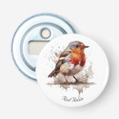 Décapsuleur Rouge rouge de l'oiseau mignon en aquarelle (Devant)