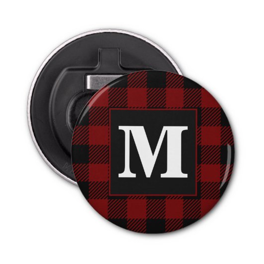 Décapsuleur Russe Rouge Buffalo Plaid Agritourisme Monogramme (Devant)