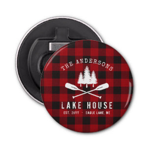 Décapsuleur Rustique Country Lake House Tree Red Buffalo Plaid