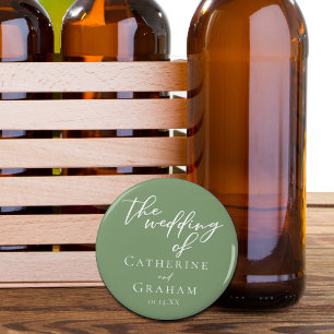 Décapsuleur Sage Green White Typographie minimaliste Mariage