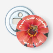 Décapsuleur Sauvez les abeilles Orange Dahlia Floral (Devant)