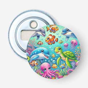 Décapsuleur Scène sous-marine colorée mettant en vedette la me