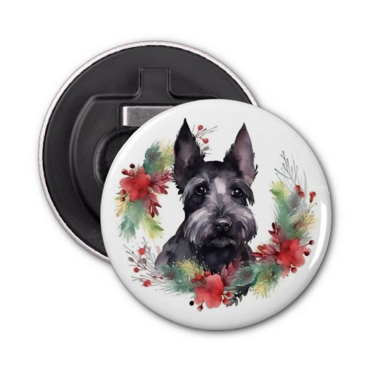 Décapsuleur Scottish Terrier Christmas Wreath Festive Pup (Devant)