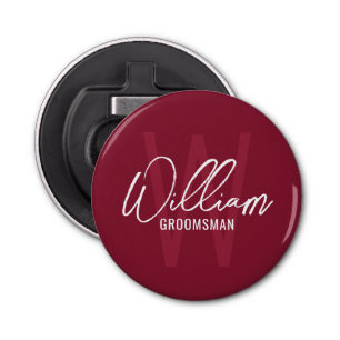 Décapsuleur Script moderne Groomsmen personnalisé Monogramme&N