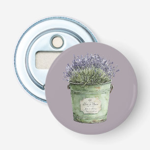 Décapsuleur Seau vert blanc Fleurs de lavande