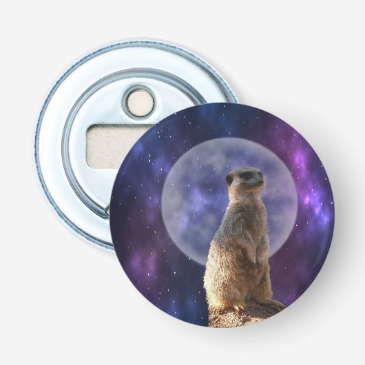 Décapsuleur Sentinelle cosmique : Meerkat sous la Pleine lune (Devant)