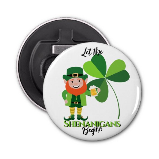 Décapsuleur Shenanigans Leprechaun Shamrock Saint Patrick (Devant)