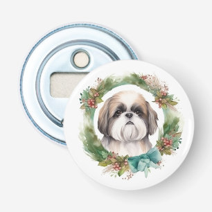 Décapsuleur Shih Tzu Christmas Wreath Festive Pup