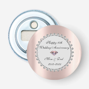 Décapsuleur Silver Diamonds Rose Gold 10e anniversaire Mariage