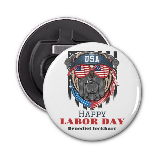 Décapsuleur Simple Elegant Labor Day avec le drapeau américain (Devant)