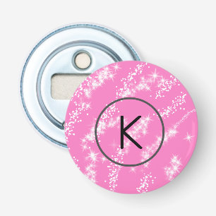 Décapsuleur simple minimal monogramme blanc paillettes rose ea