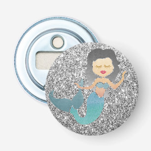 Décapsuleur Sirène sur paillettes argentées